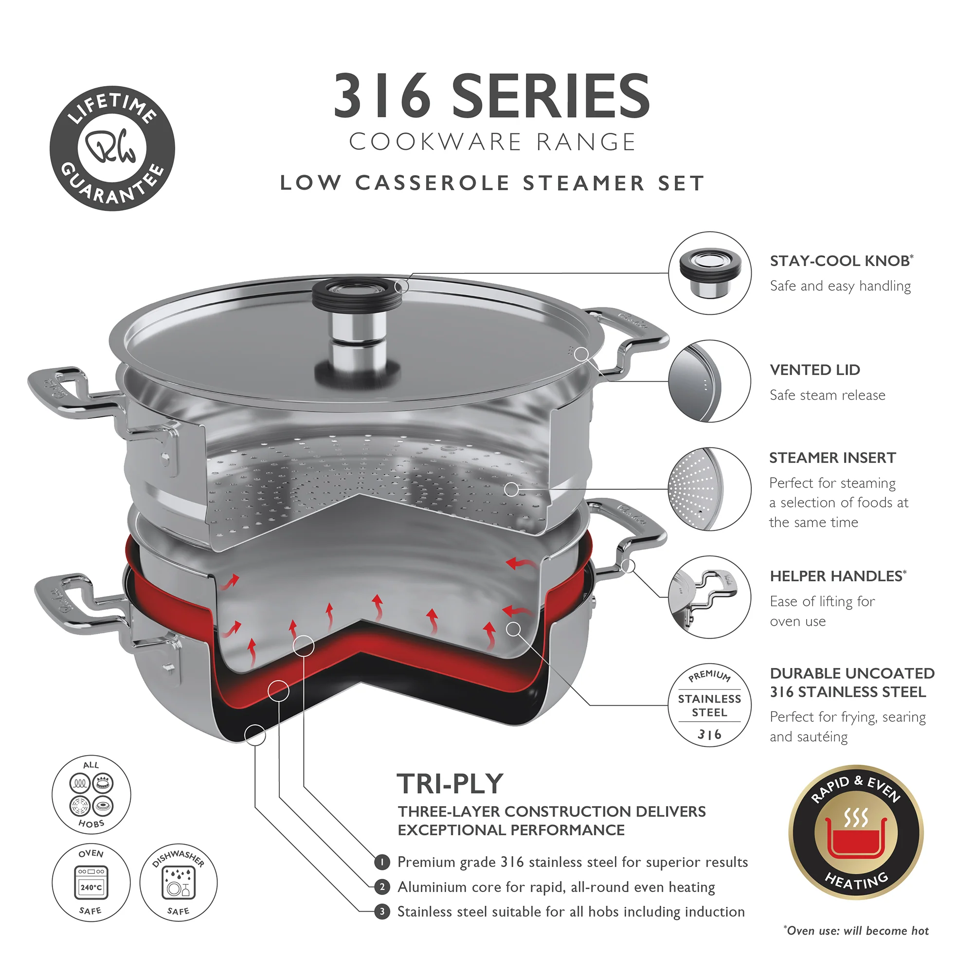 316 Series Cookware 28cm Steamer Set, 2 Piece - Image 7