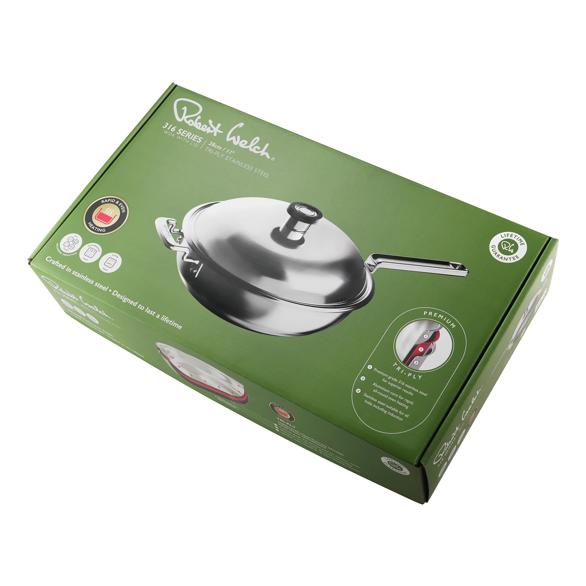 316 Series Cookware Wok with Lid 28cm - Image 3