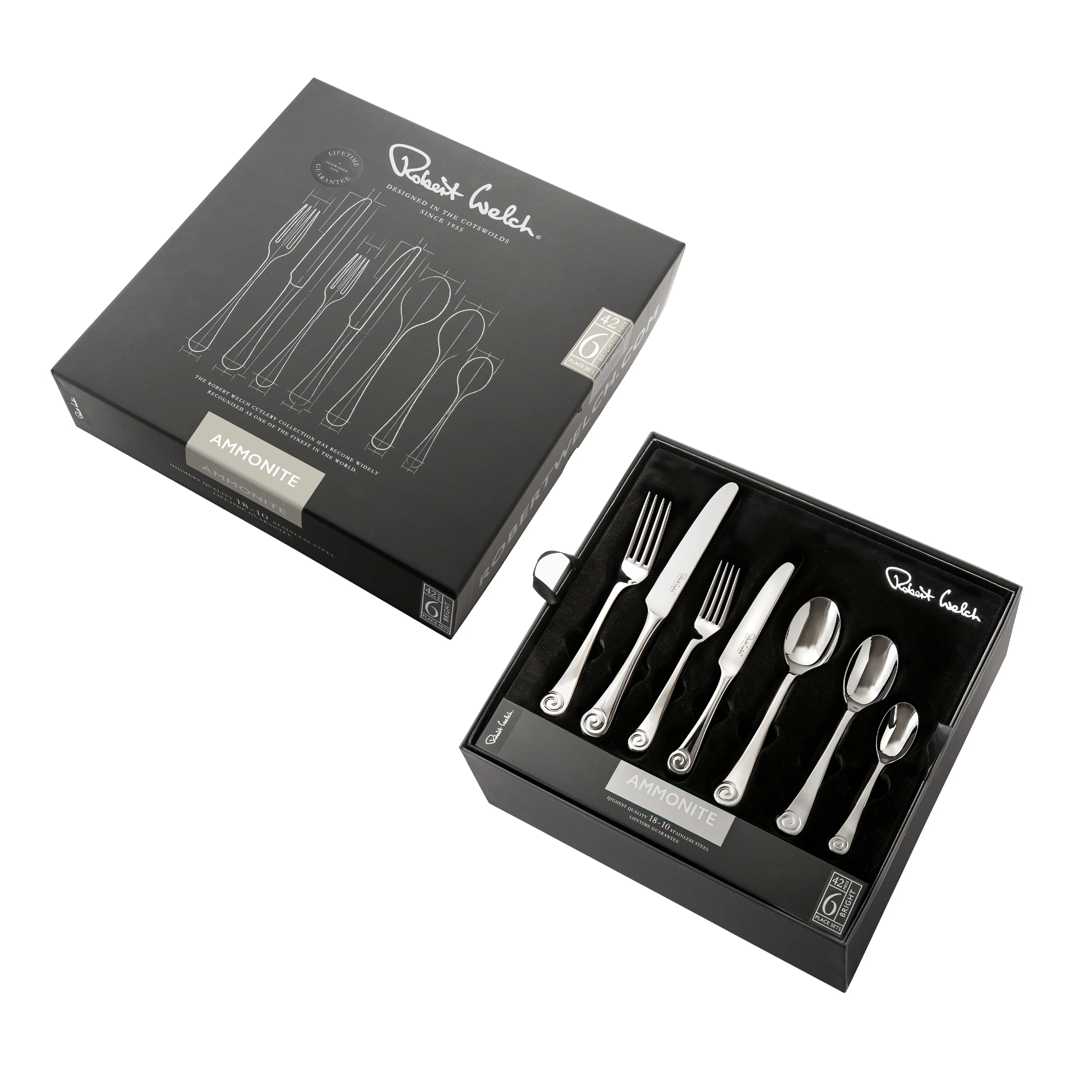 Ammonite Bright Cutlery Set, 42 Piece for 6 People - Image 3