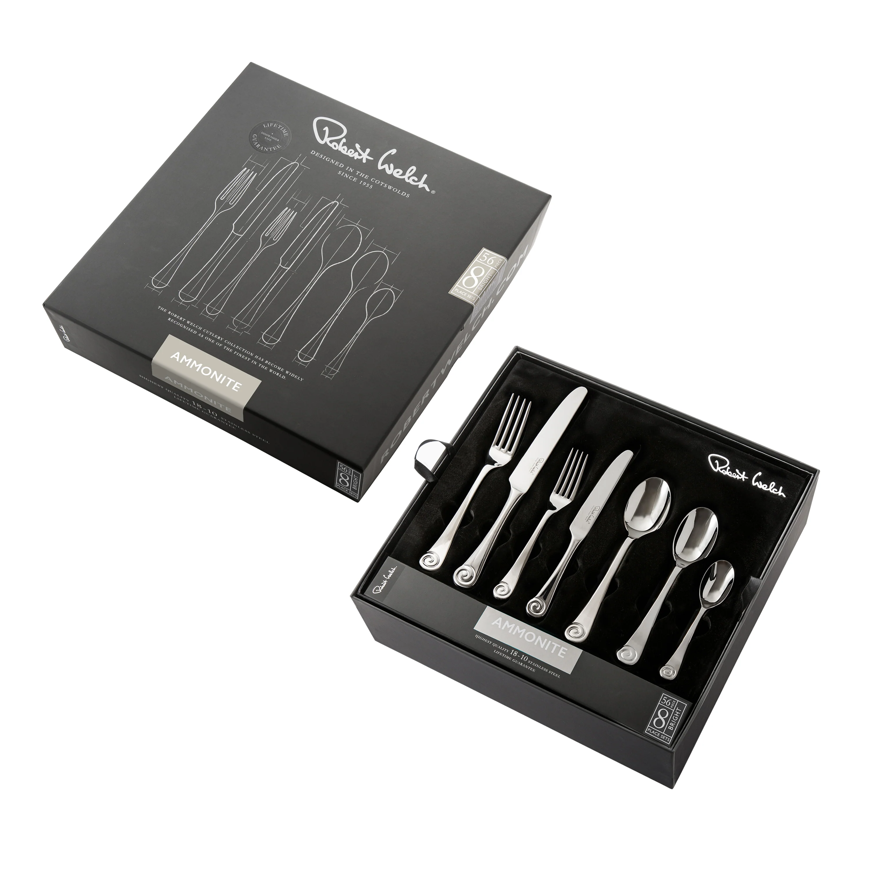 Ammonite Bright Cutlery Set, 56 Piece for 8 People - Image 3