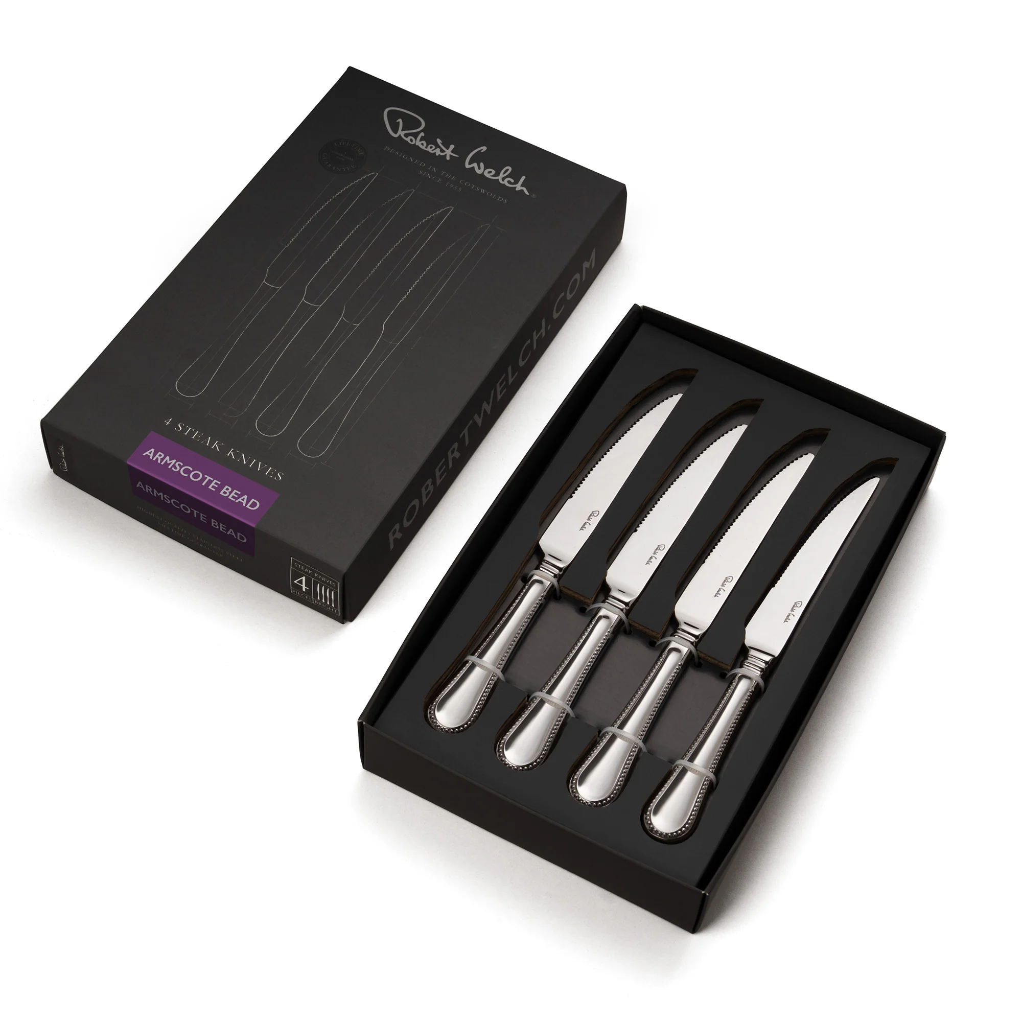 Armscote Bead Bright Steak Knife, Set of 4 - Image 3