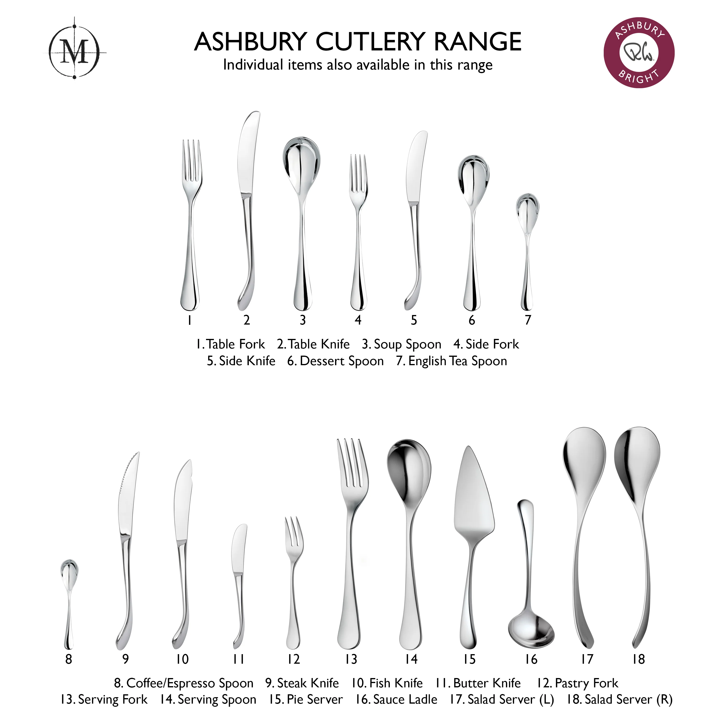 Ashbury Bright Cutlery Set, 24 Piece for 6 People - Image 5