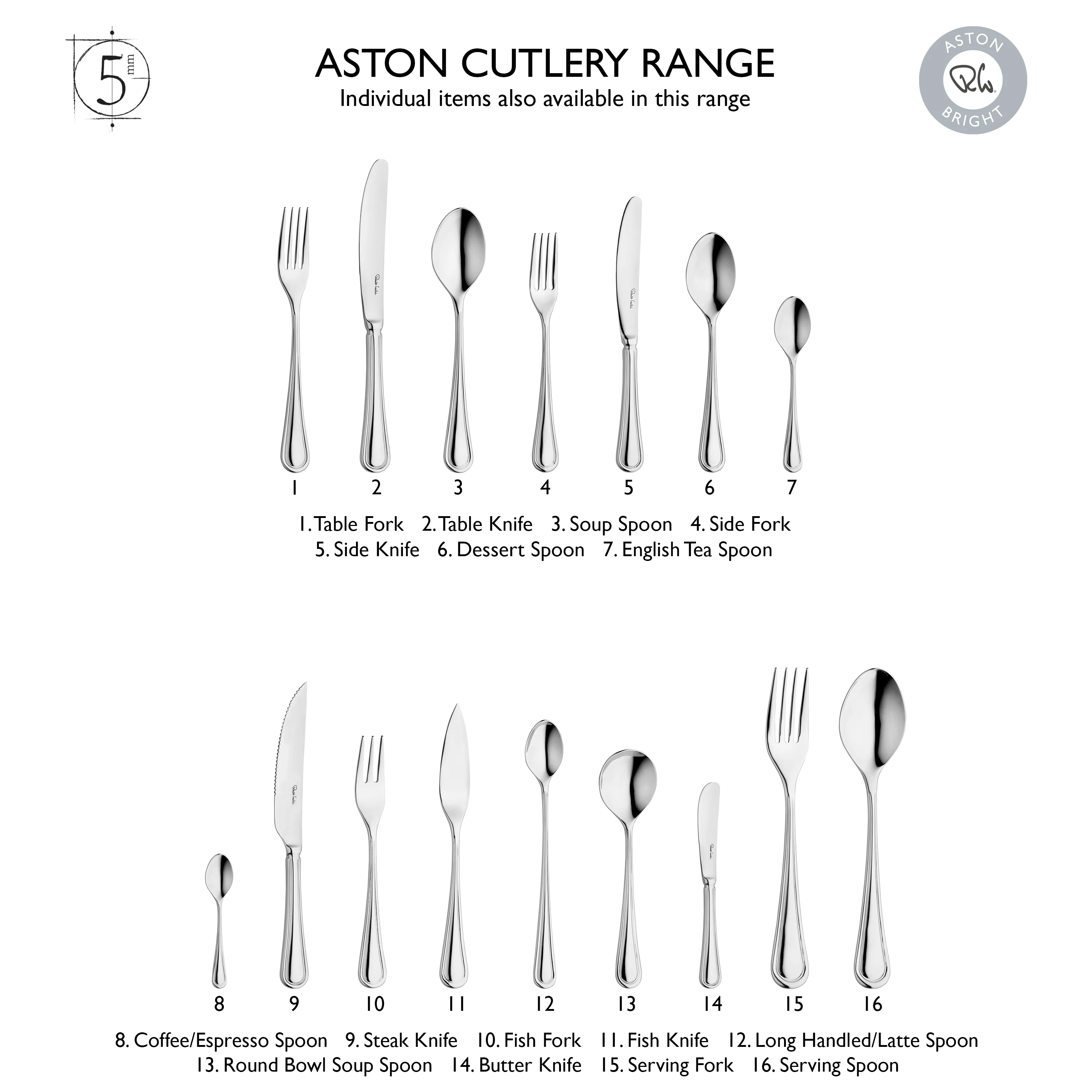 Aston Bright Cutlery Sample Set, 3 Piece - Image 5