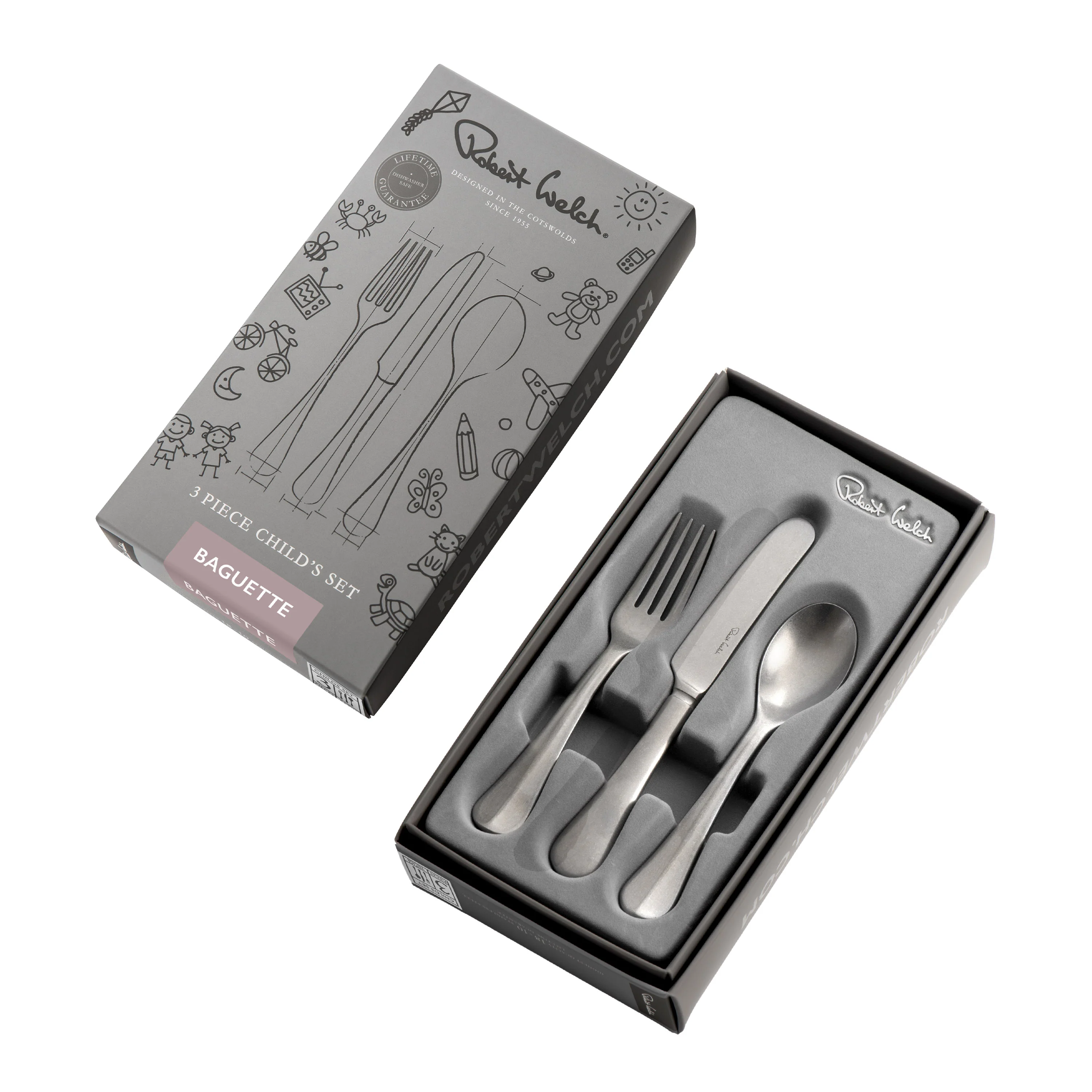 Baguette Vintage Children's Cutlery Set, 3 Piece - Image 3
