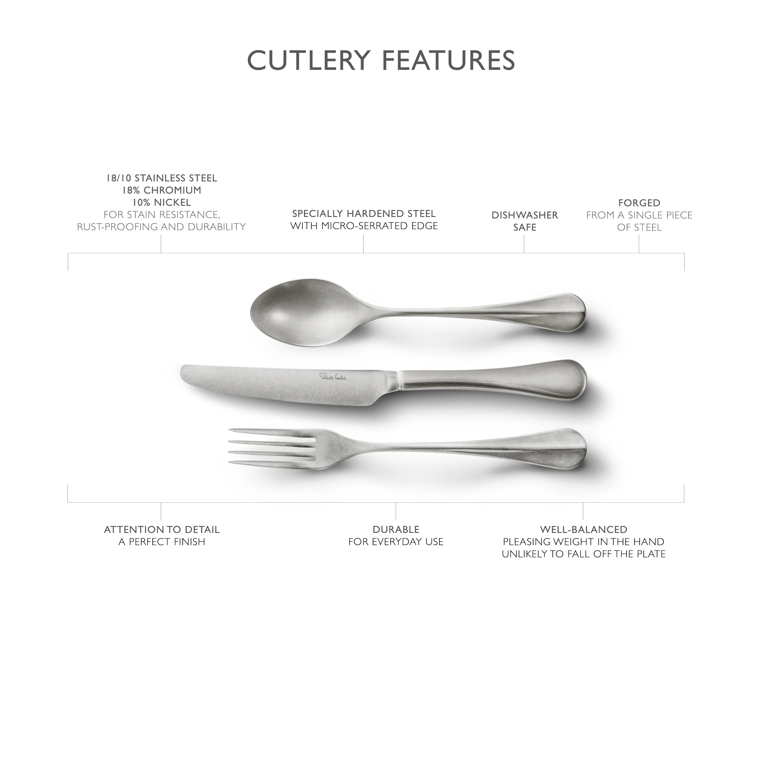 Baguette Vintage Cutlery Set, 30 Piece for 6 People - 6 Free Steak Knives - Image 9