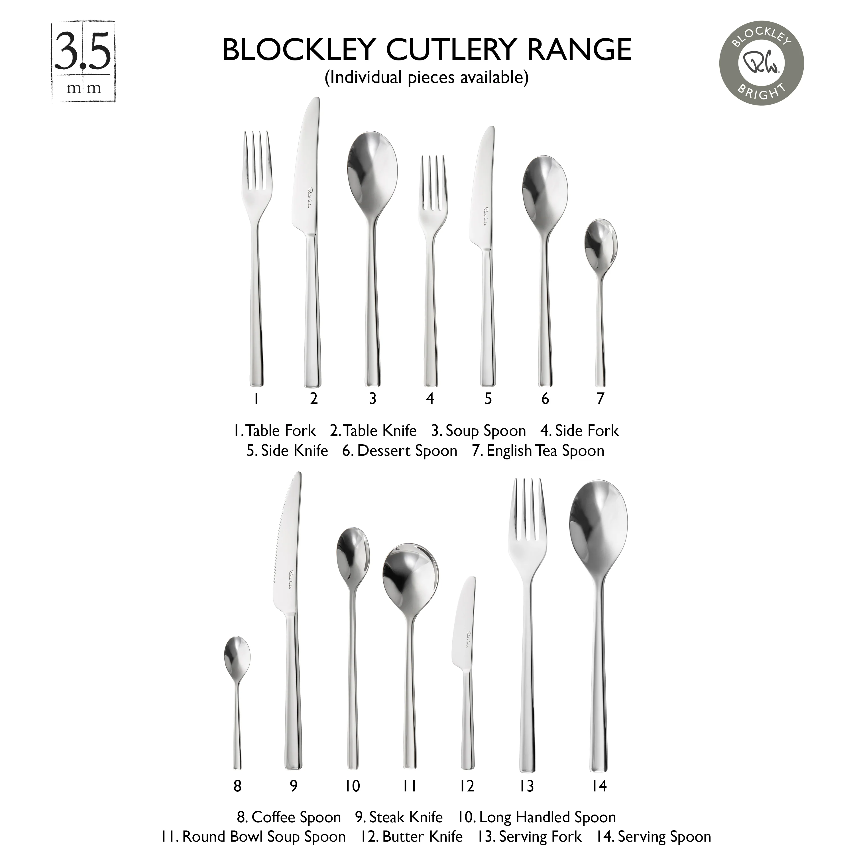 Blockley Bright Coffee / Espresso Spoon, Set of 8 - Image 5