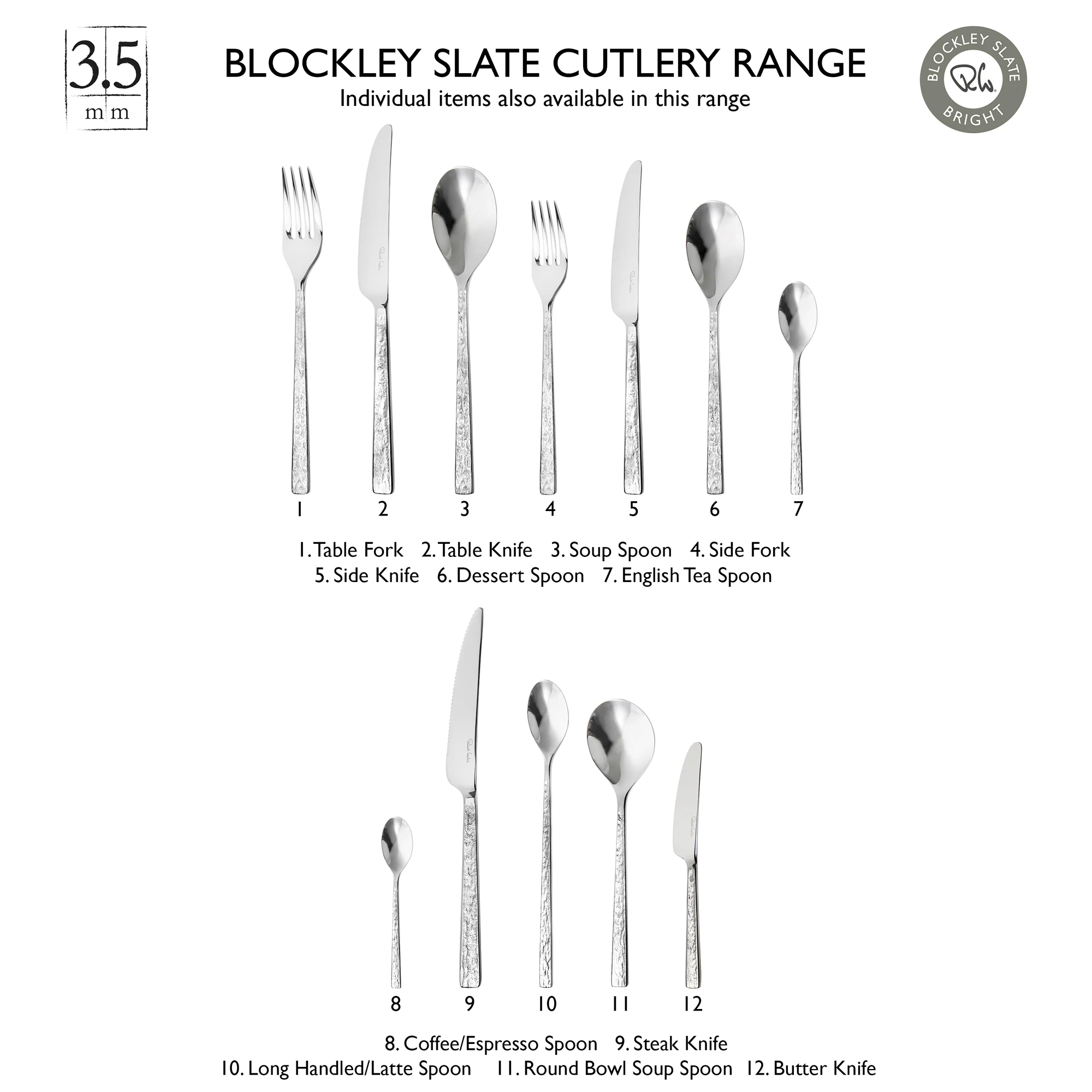 Blockley Slate Bright Cutlery Sample Set, 3 Piece - Image 5