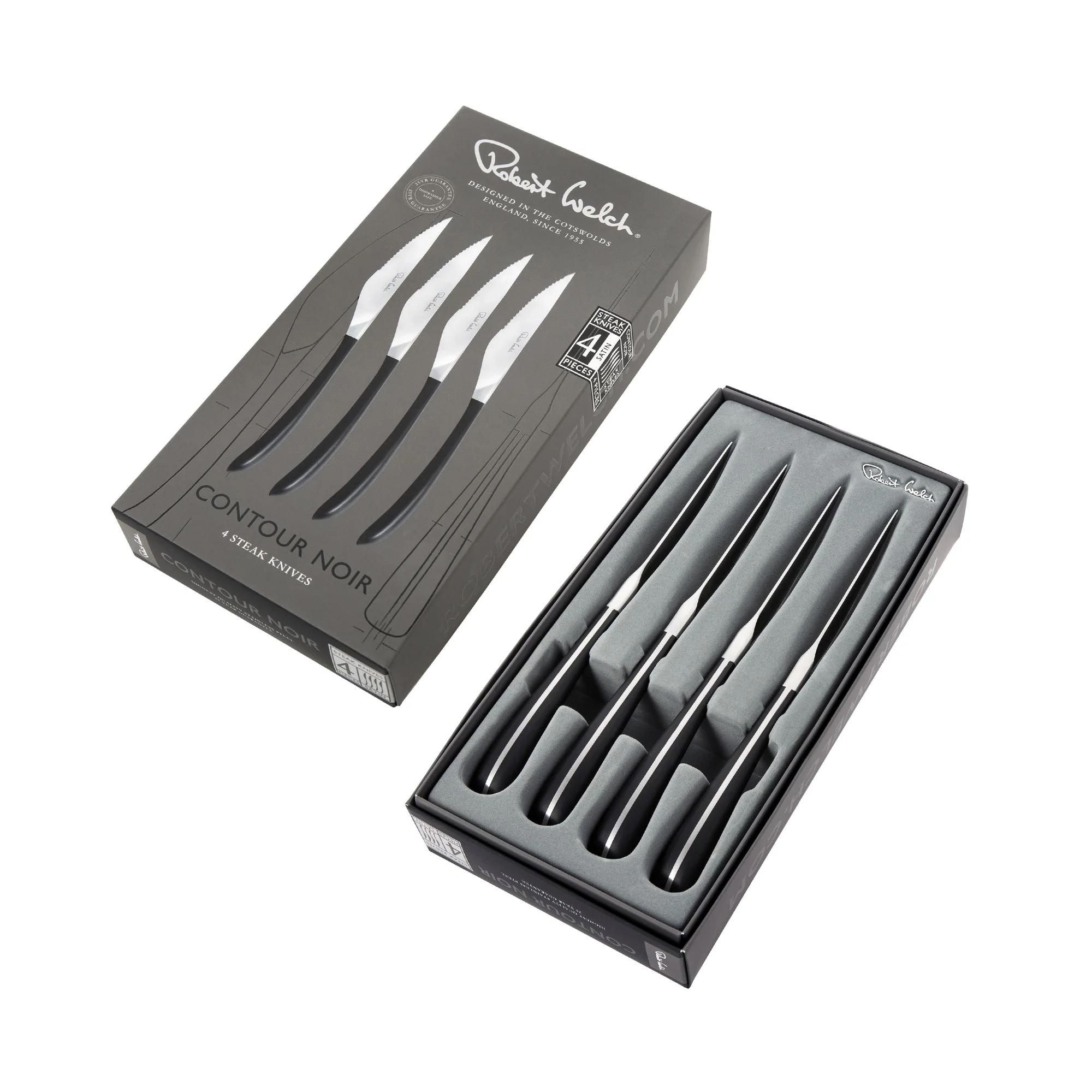 Contour Noir Satin Steak Knife, Set of 4 (Plain Edged) - Image 3