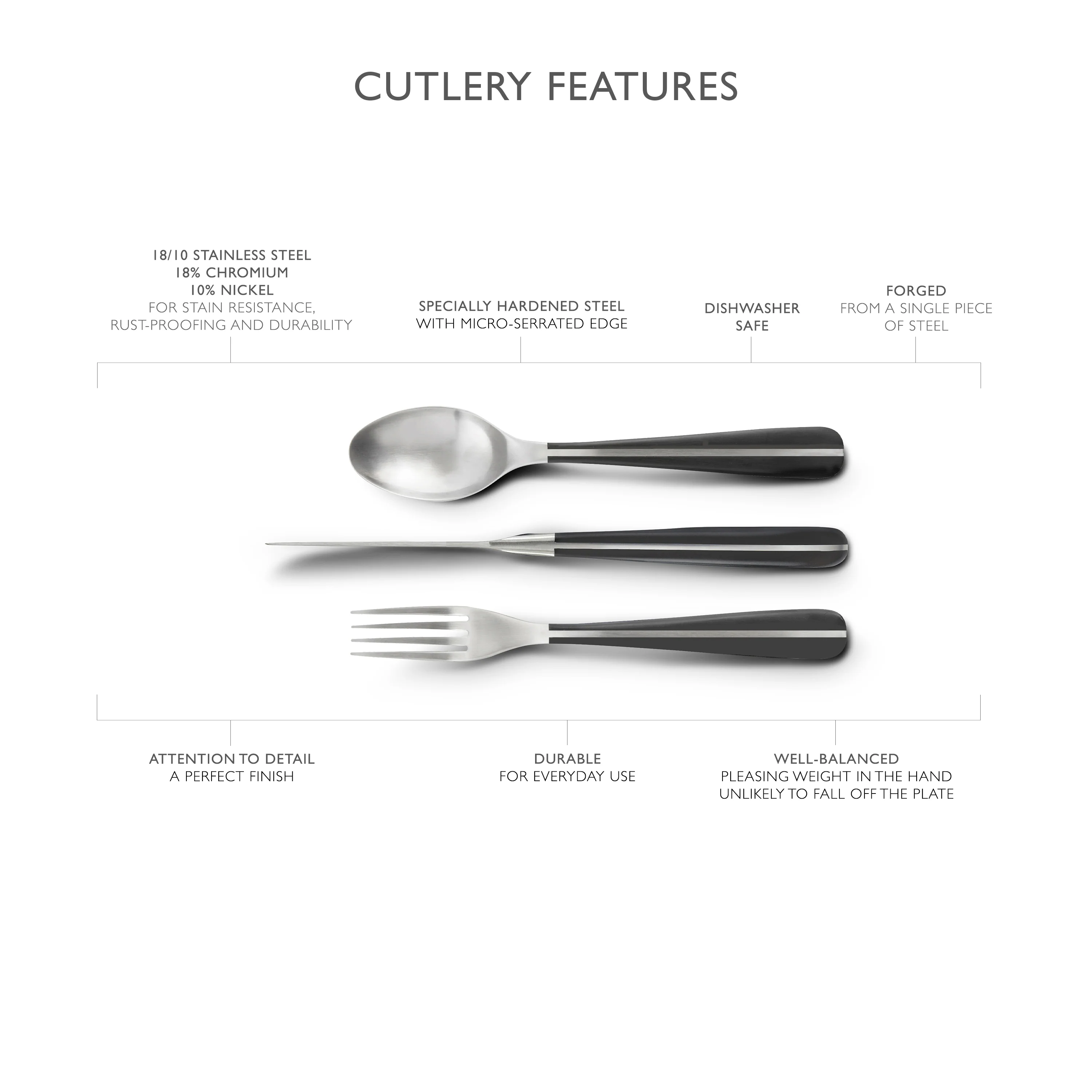 Contour Noir Satin Steak Knife, Set of 4 (Plain Edged) - Image 7