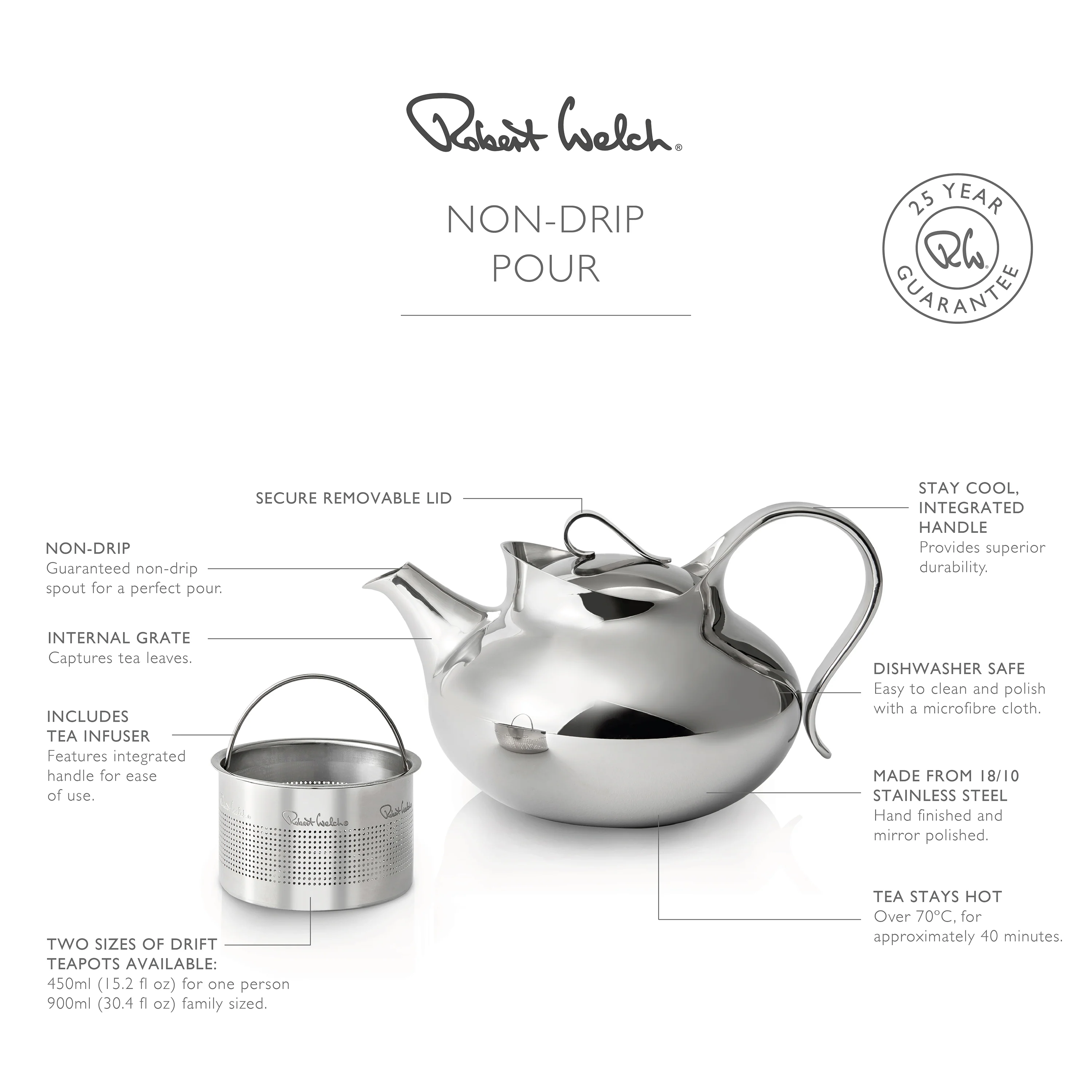 Drift Teapot, 450 ml with Small Tea Infuser - Image 3