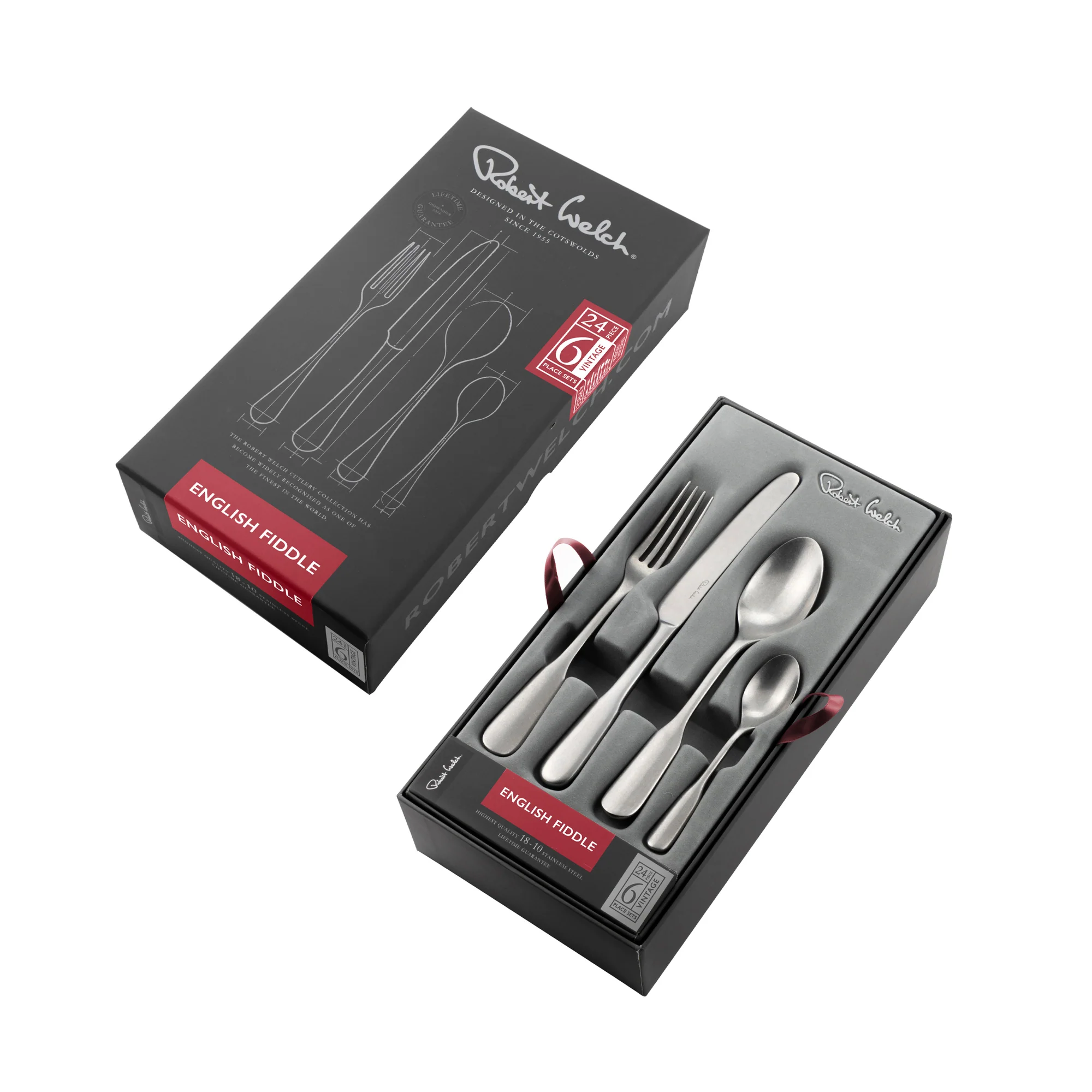 English Fiddle Vintage Cutlery Set, 24 Piece for 6 People - Image 3