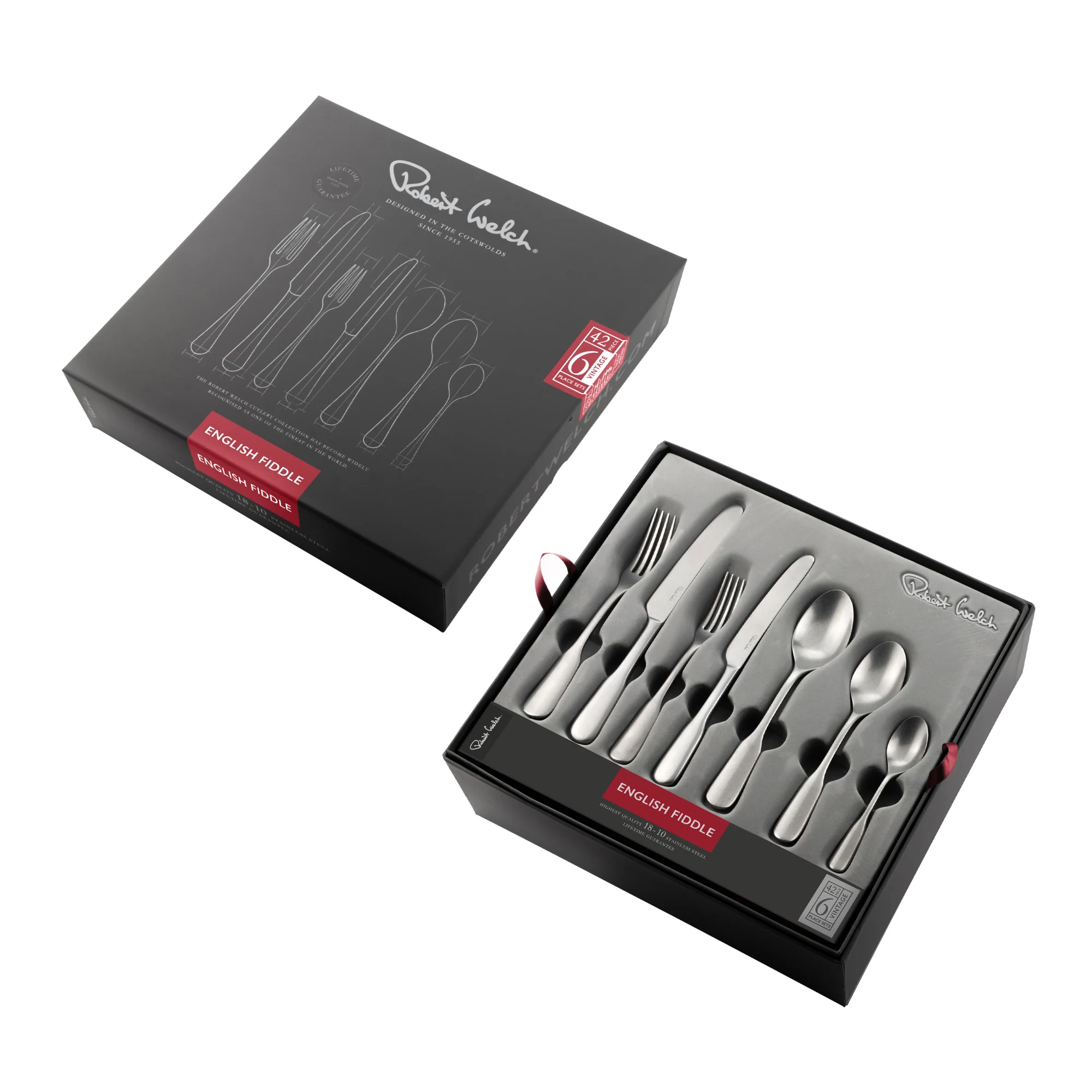 English Fiddle Vintage Cutlery Set, 42 Piece for 6 People - Image 3