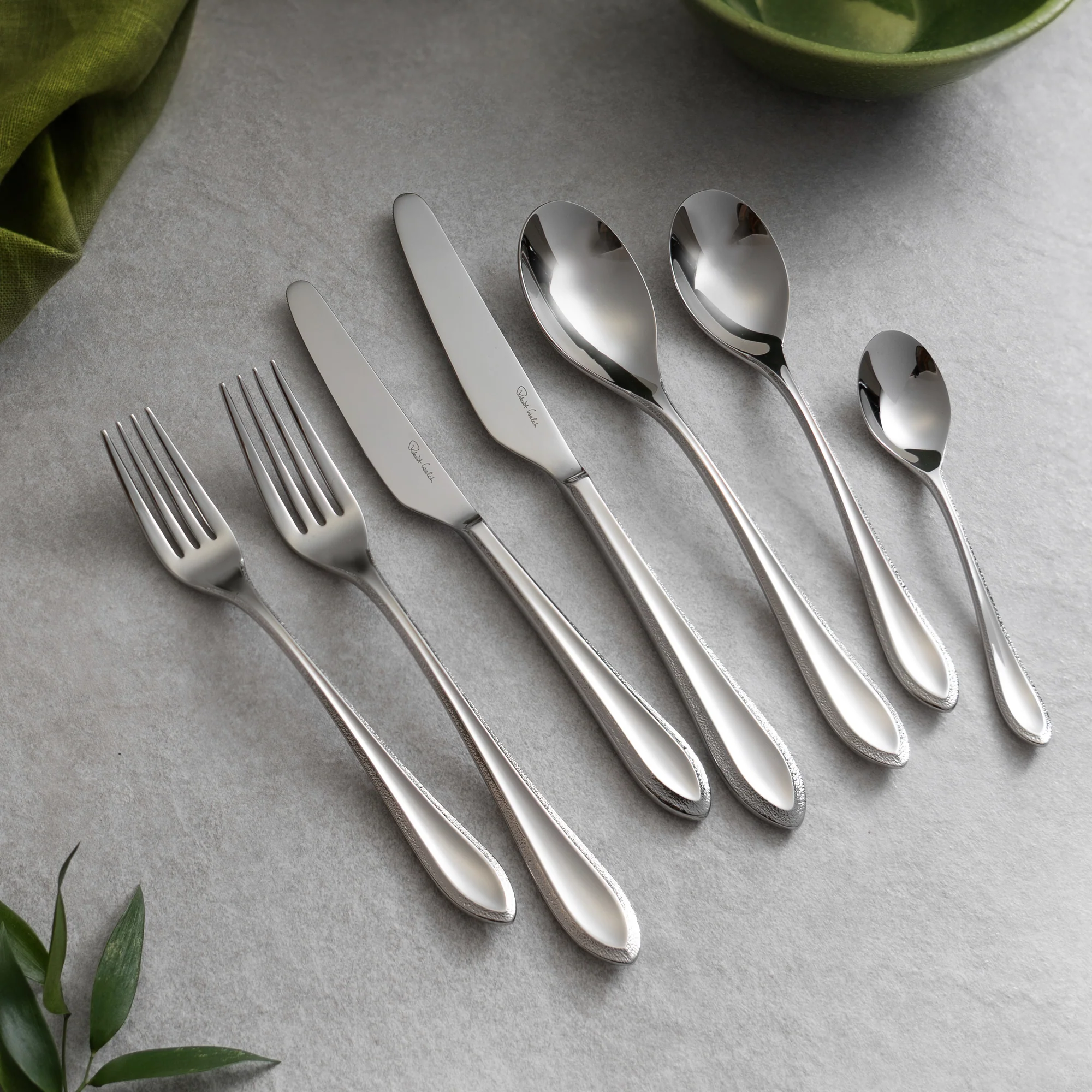 Kemble Texture Bright Cutlery Place Setting, 7 Piece - Image 2