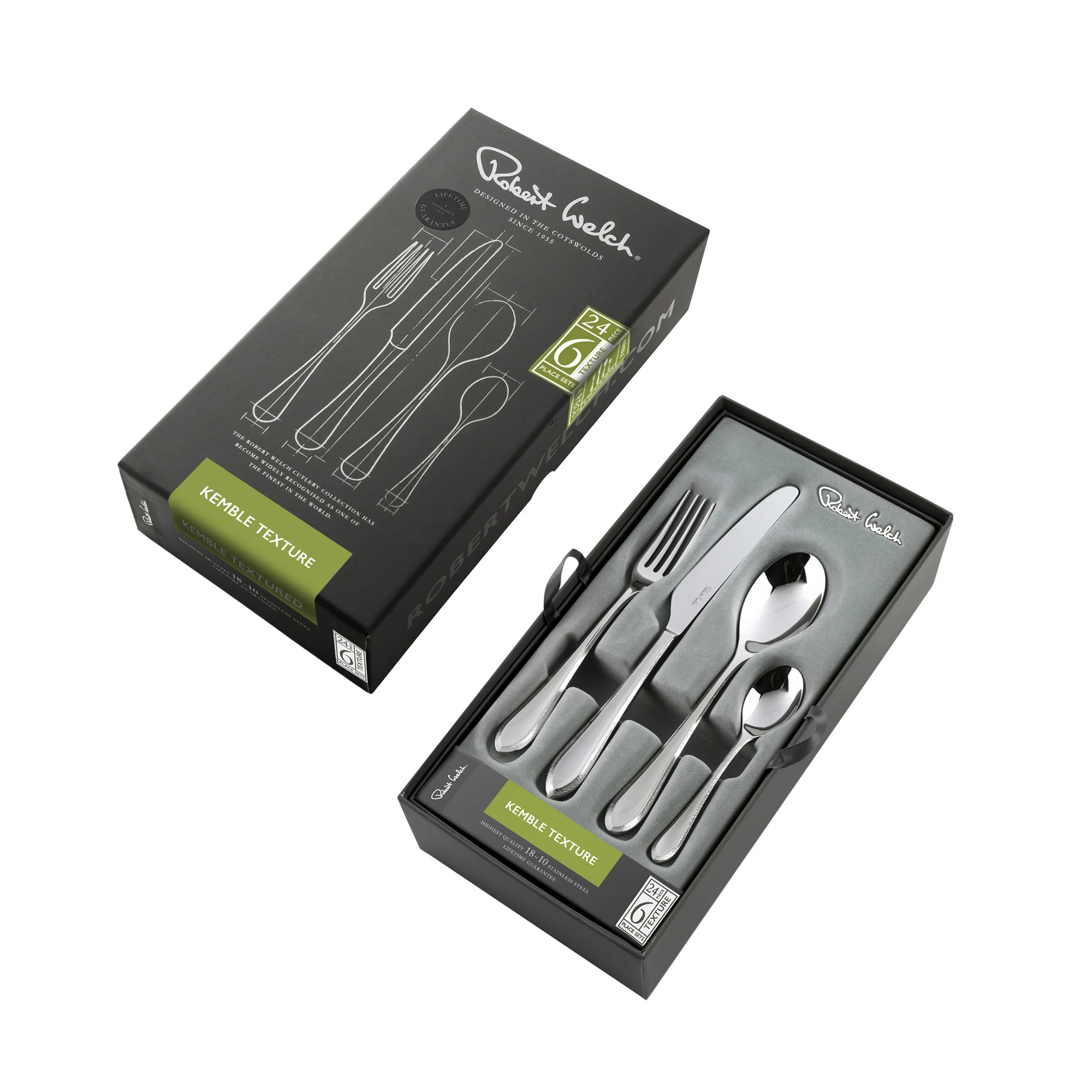 Kemble Texture Bright Cutlery Set, 24 Piece for 6 People - Image 3