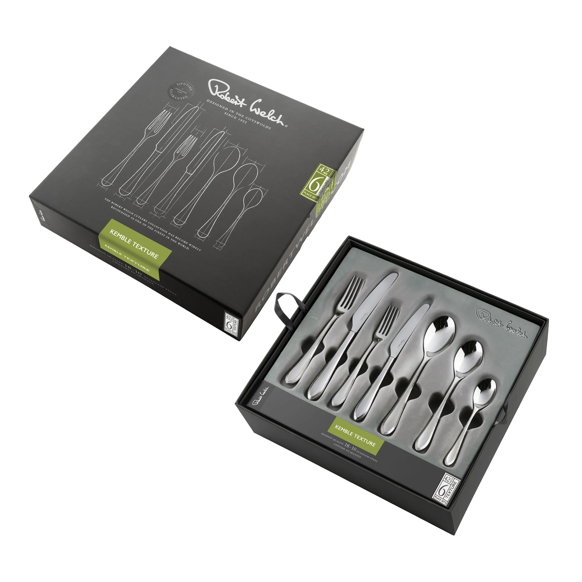 Kemble Texture Bright Cutlery Set, 42 Piece for 6 People - Image 3