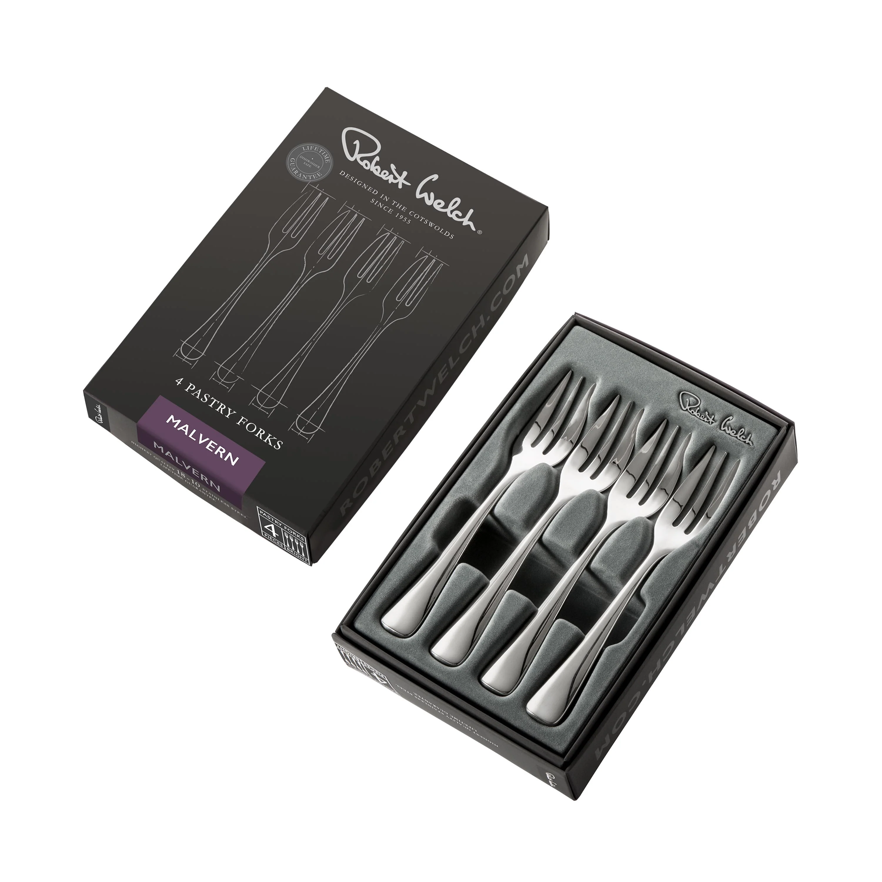 Malvern Bright Pastry Fork, Set of 4 - Image 3