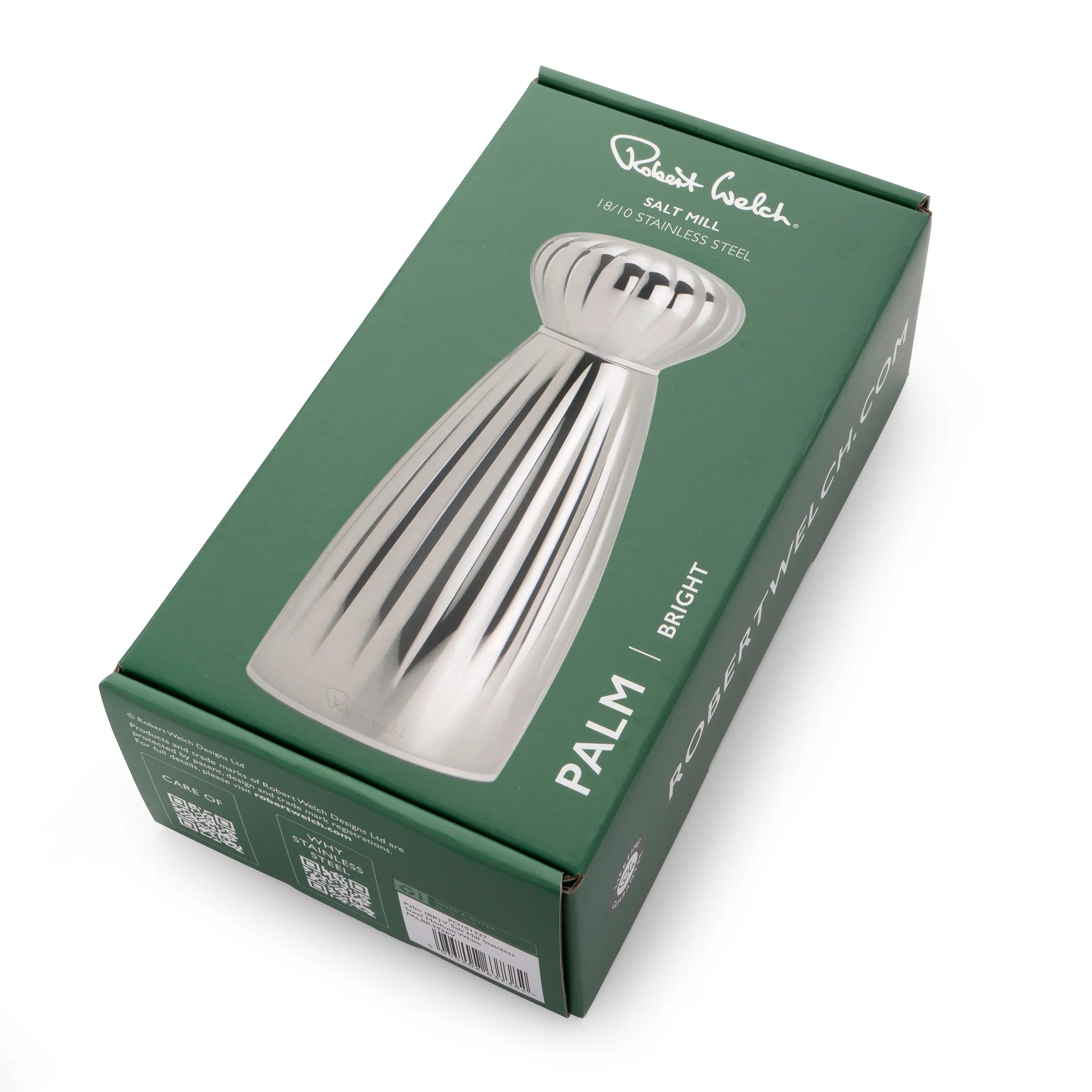 Palm Bright Stainless Steel Medium White Salt Mill - Image 3