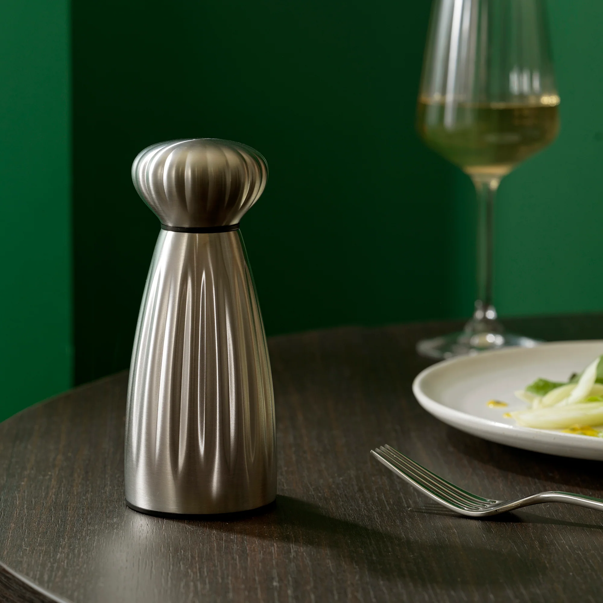 Palm Satin Stainless Steel Medium Black Pepper Mill - Image 2