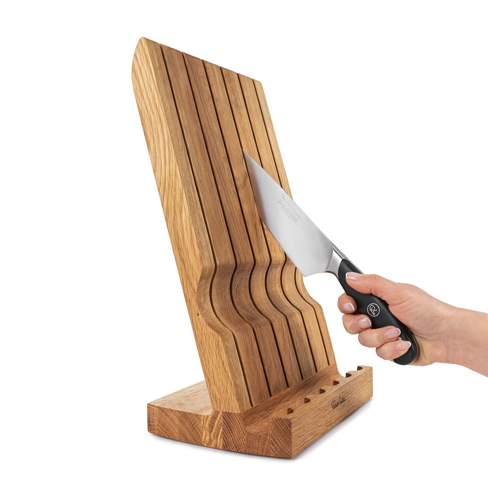 Professional Angle Oak Knife Block Set - Image 6