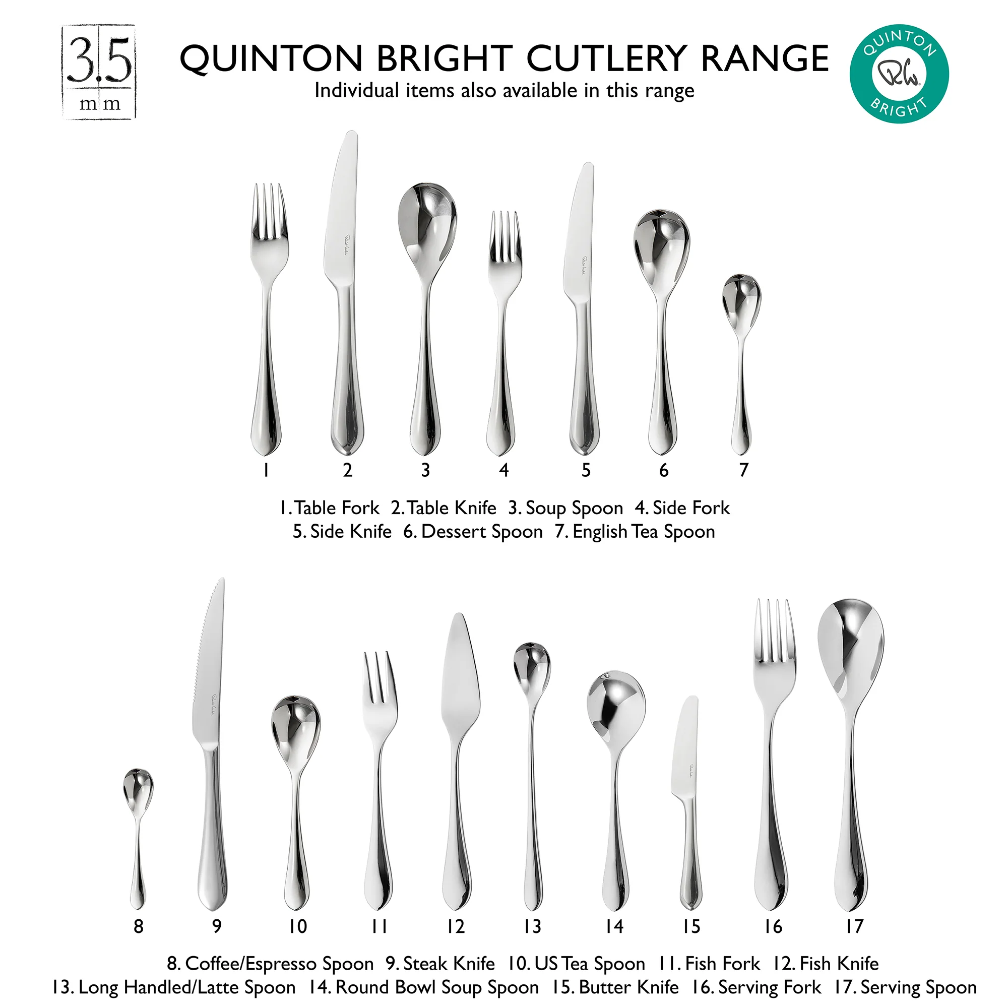 Quinton Bright Cutlery Set, 56 Piece for 8 People - Image 5