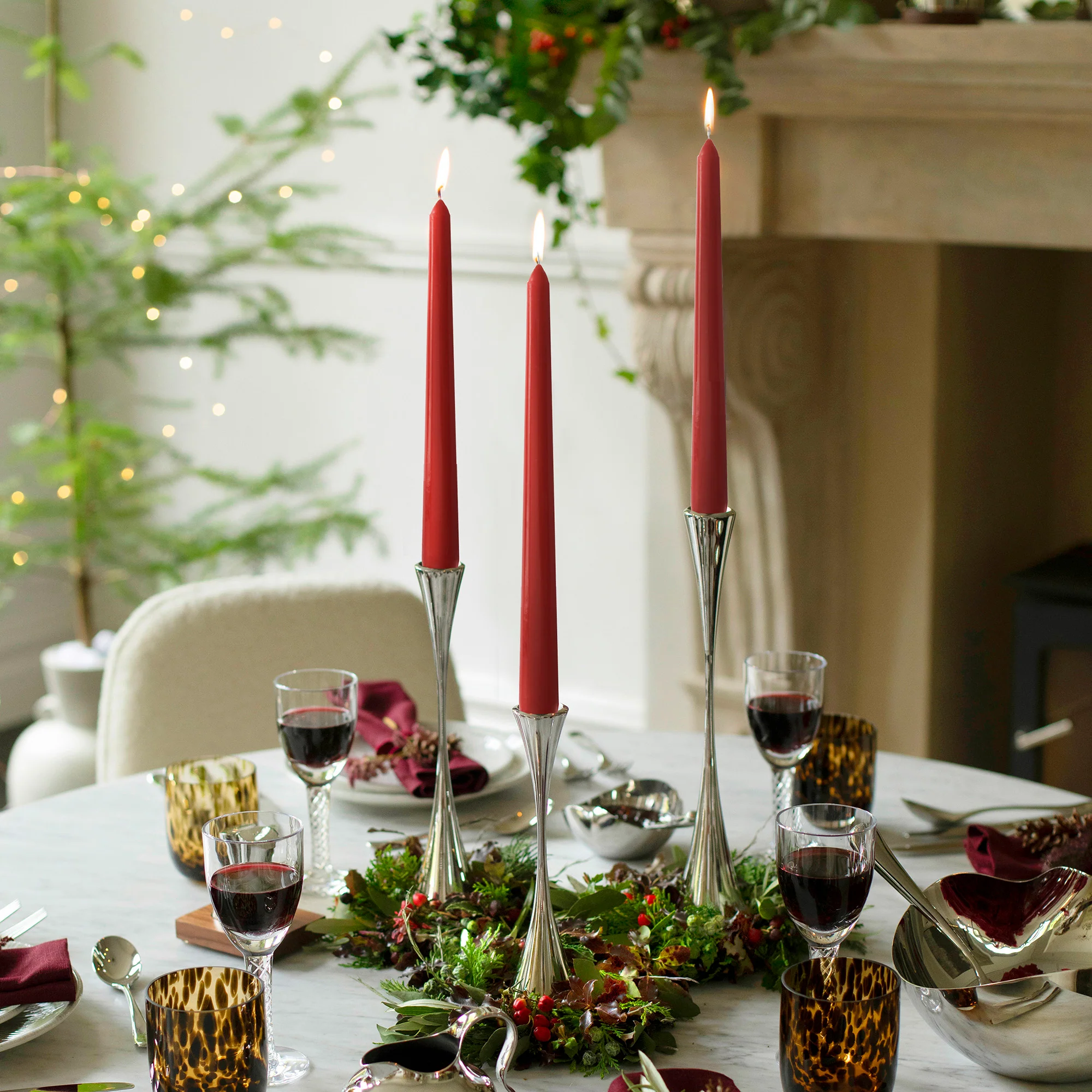 Red Dinner Candle 25cm, Set of 2 - Image 2