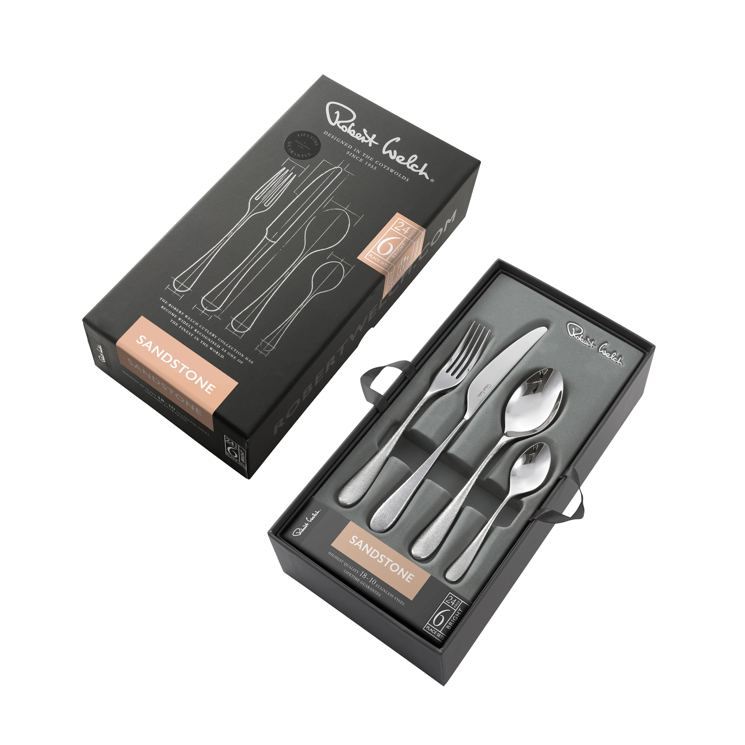 Sandstone Bright Cutlery Set, 24 Piece for 6 People - Image 3