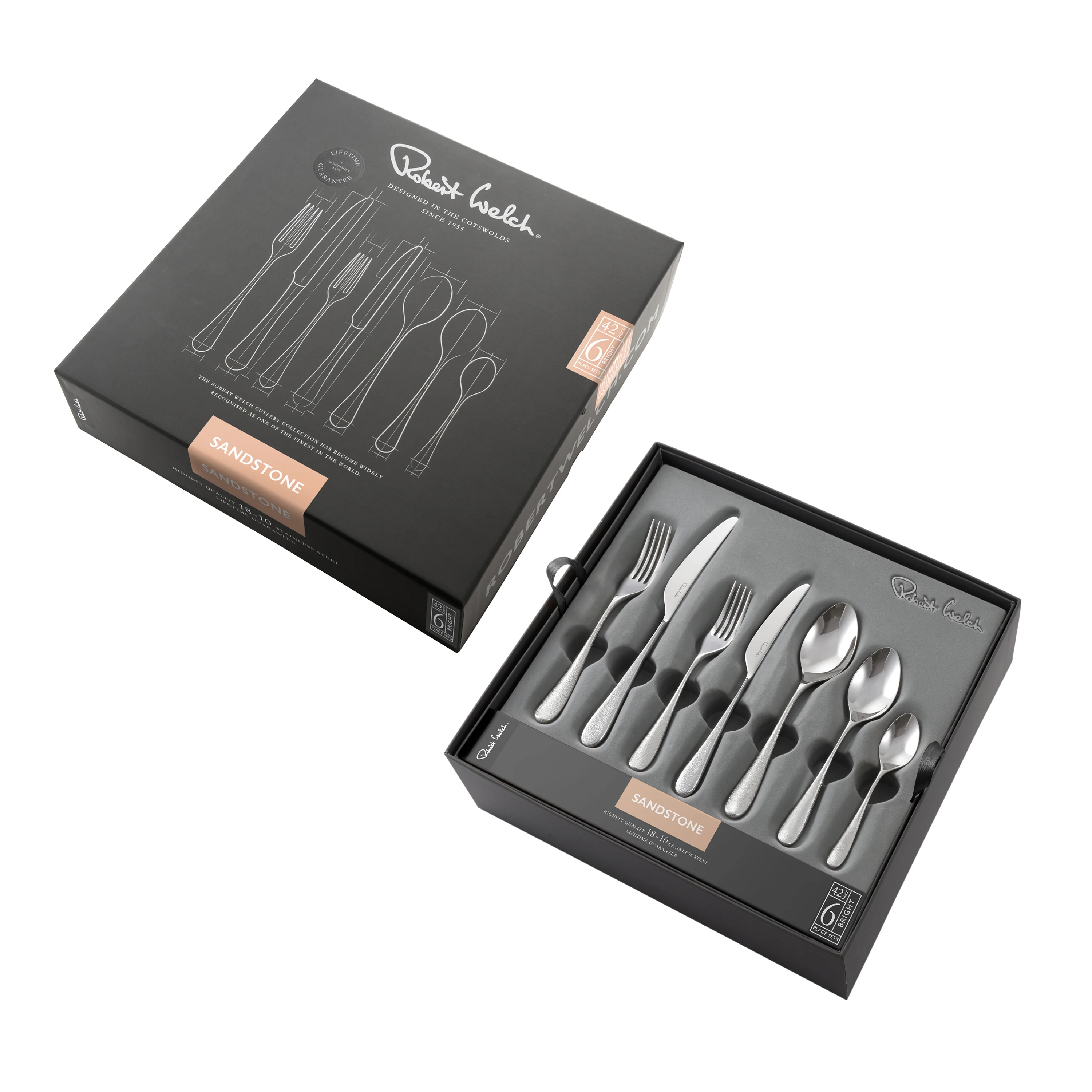 Sandstone Bright Cutlery Set, 42 Piece for 6 People - Image 3
