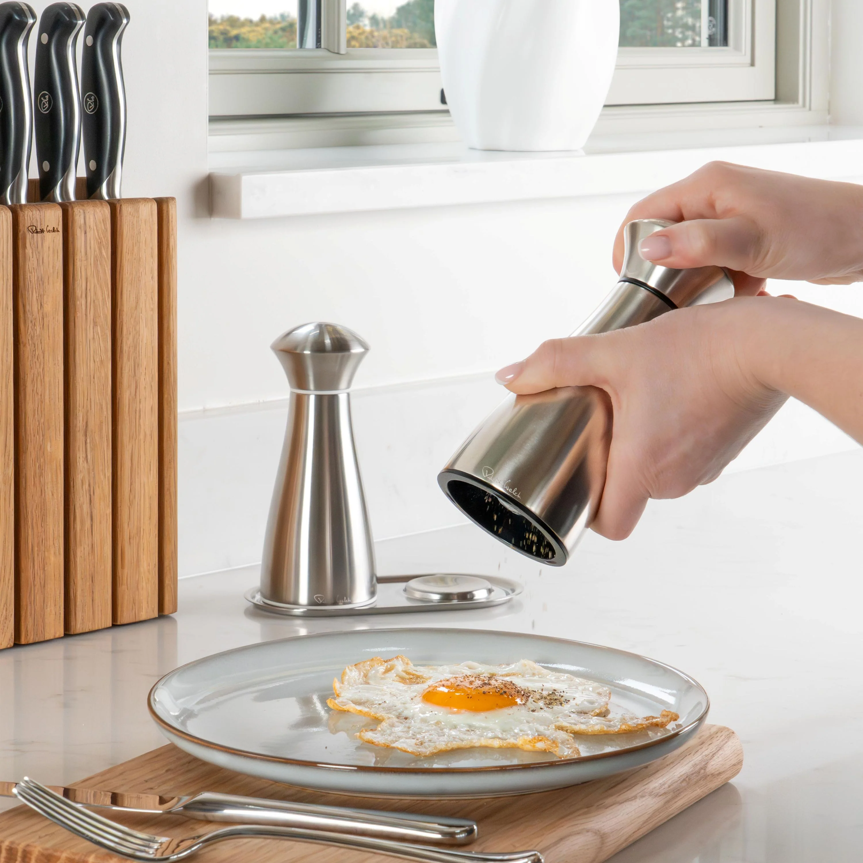 Signature Satin Stainless Steel Medium Black Pepper Mill - Image 5