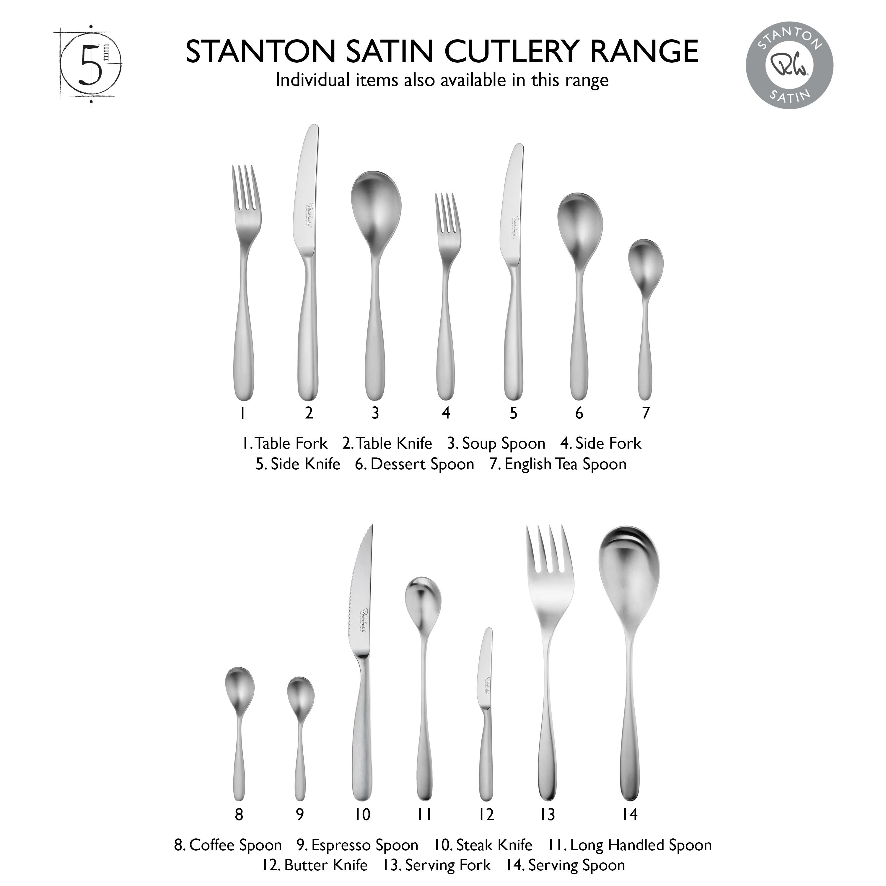 Stanton Satin Cutlery Set, 42 Piece for 6 People - Image 5