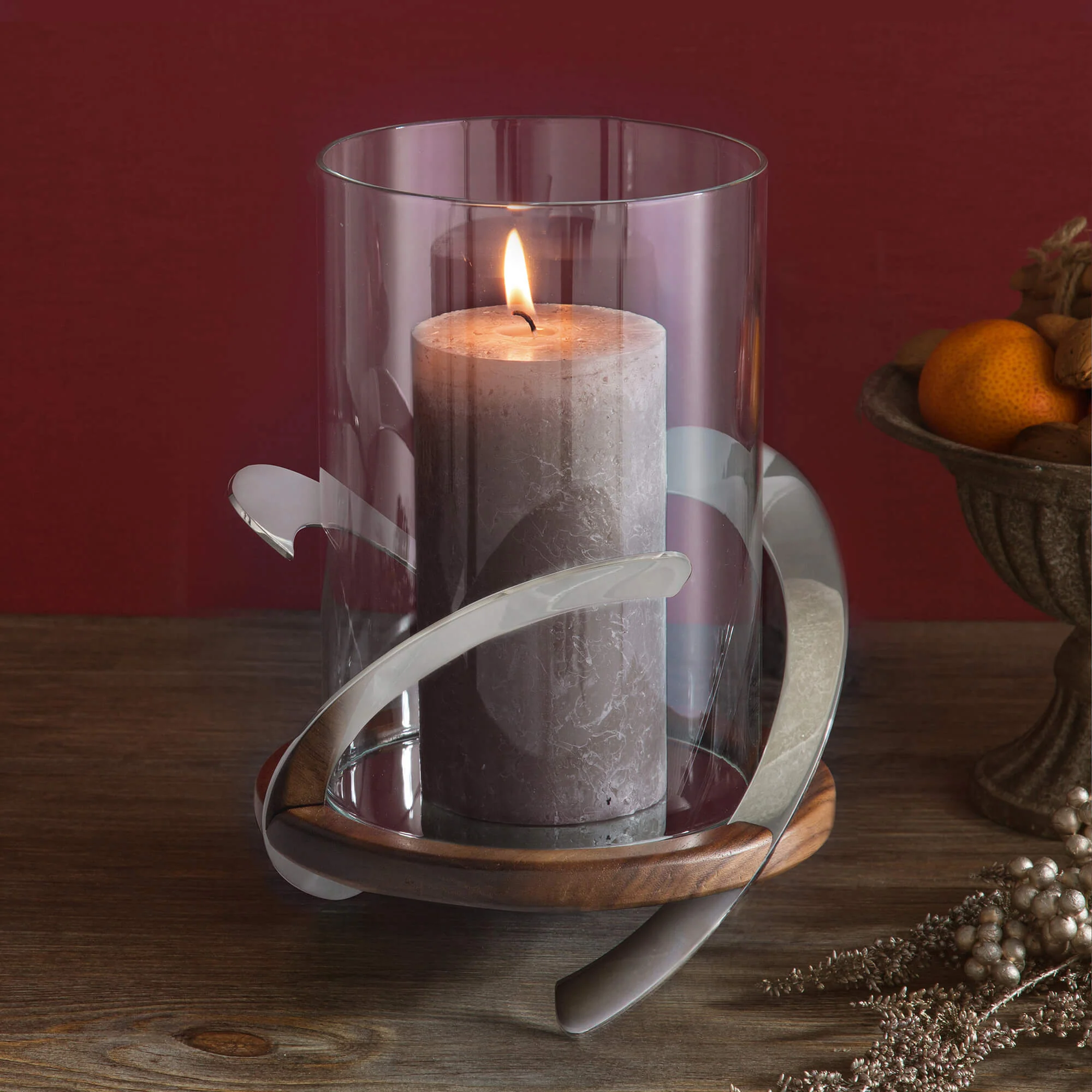 Taupe Rustic Shine Pillar Candle 13cm - Image 2