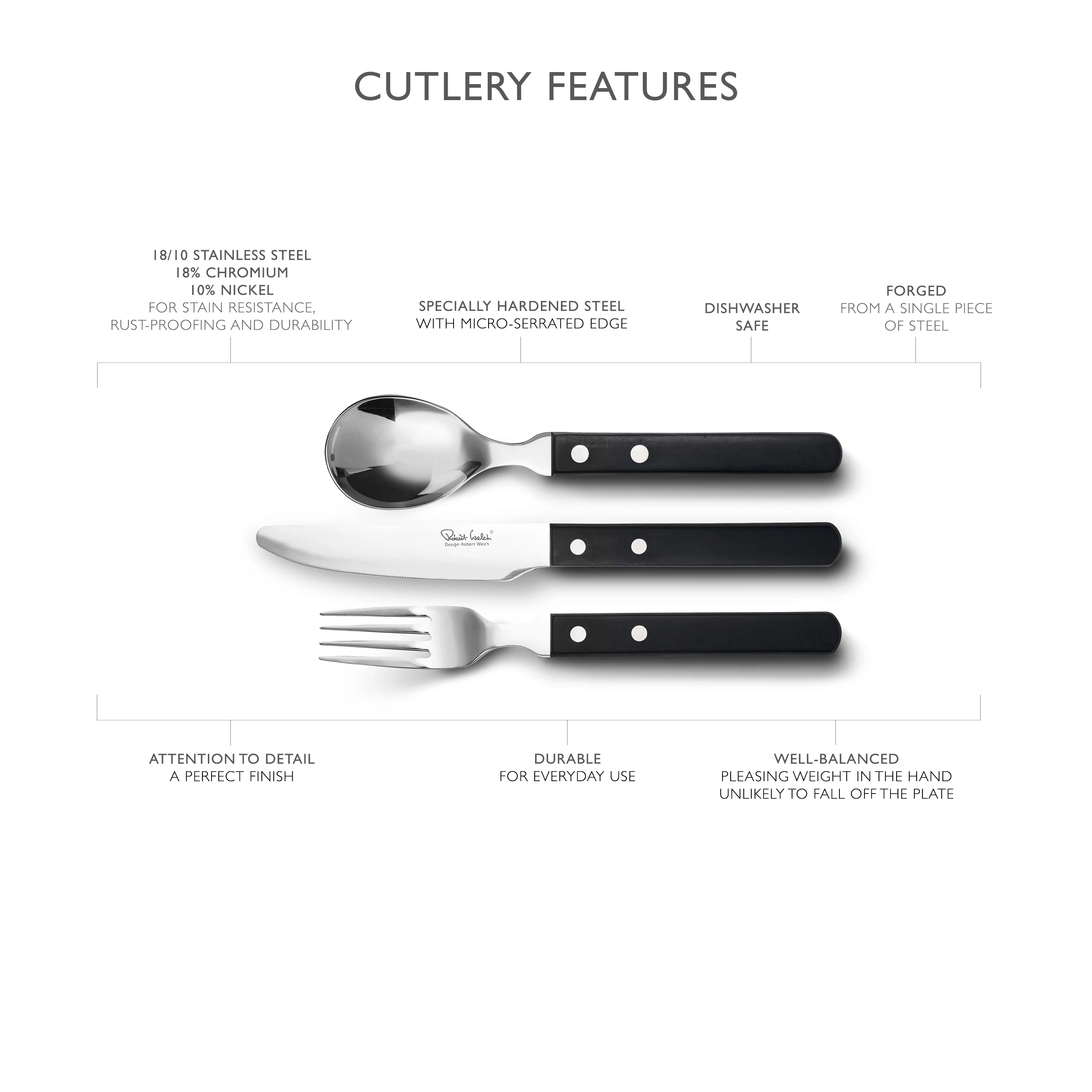 Trattoria Bright Cutlery Set, 42 Piece for 6 People - Image 7