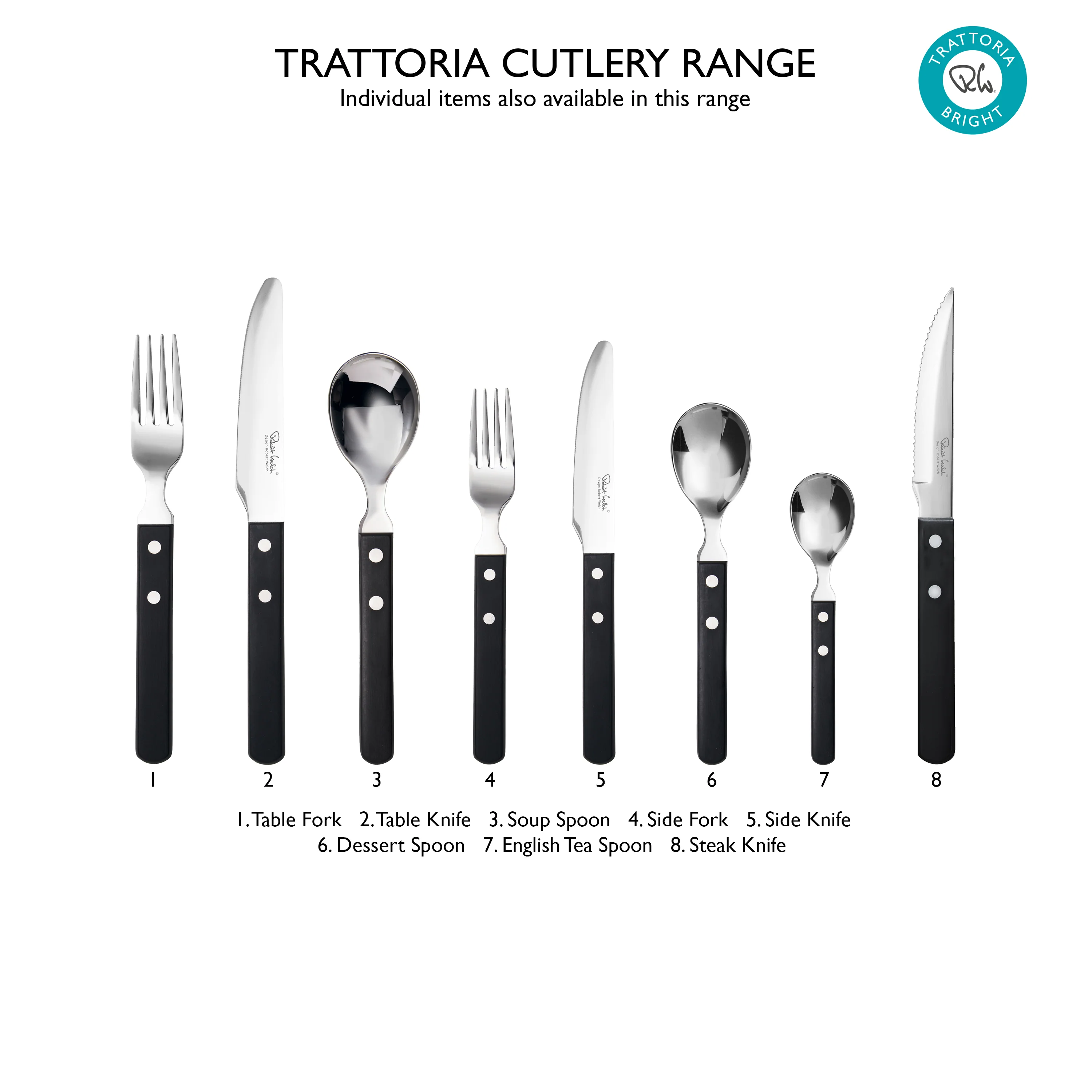 Trattoria Bright Cutlery Set, 56 Piece for 8 People - Image 5
