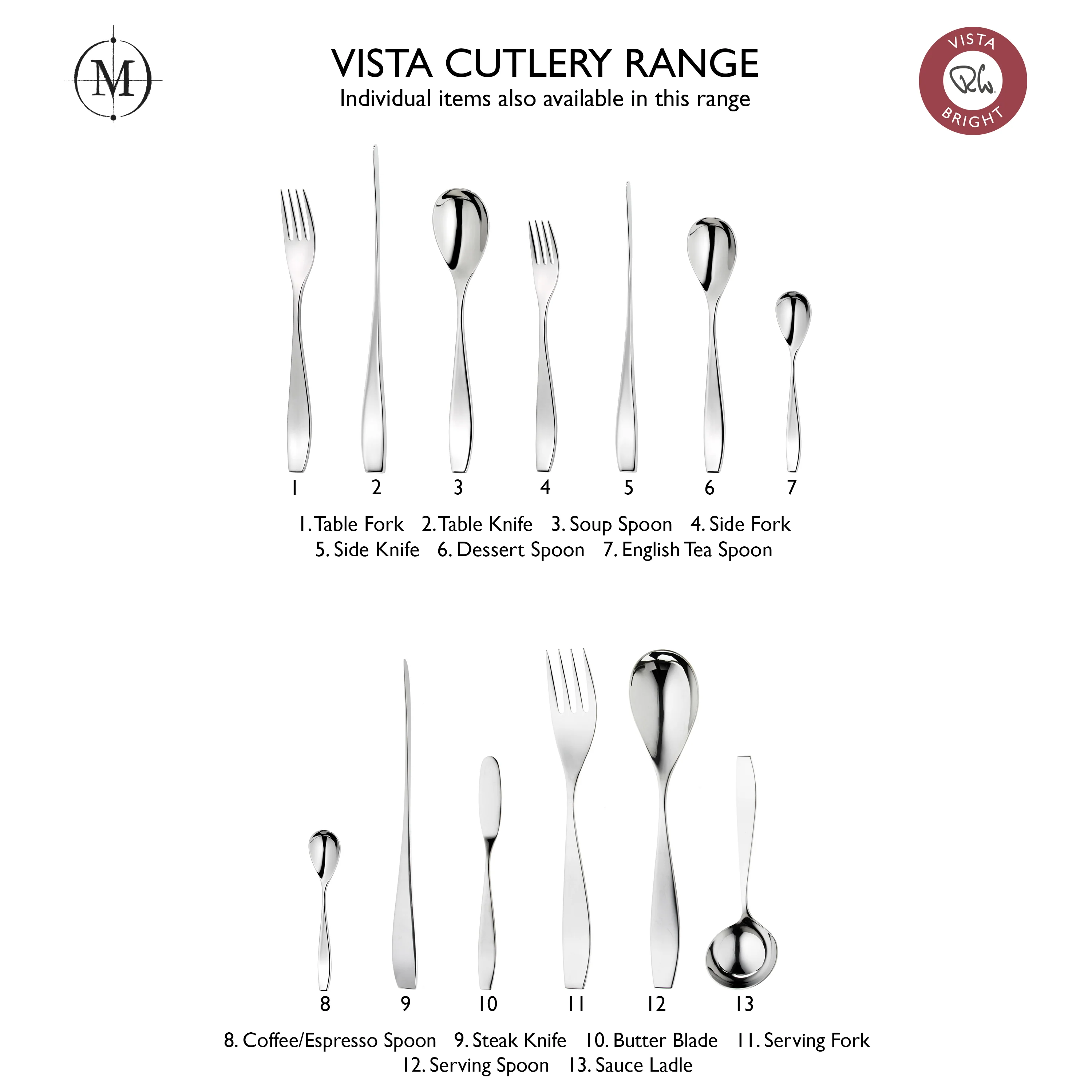 Vista Bright Cutlery Set, 42 Piece for 6 People - Image 5