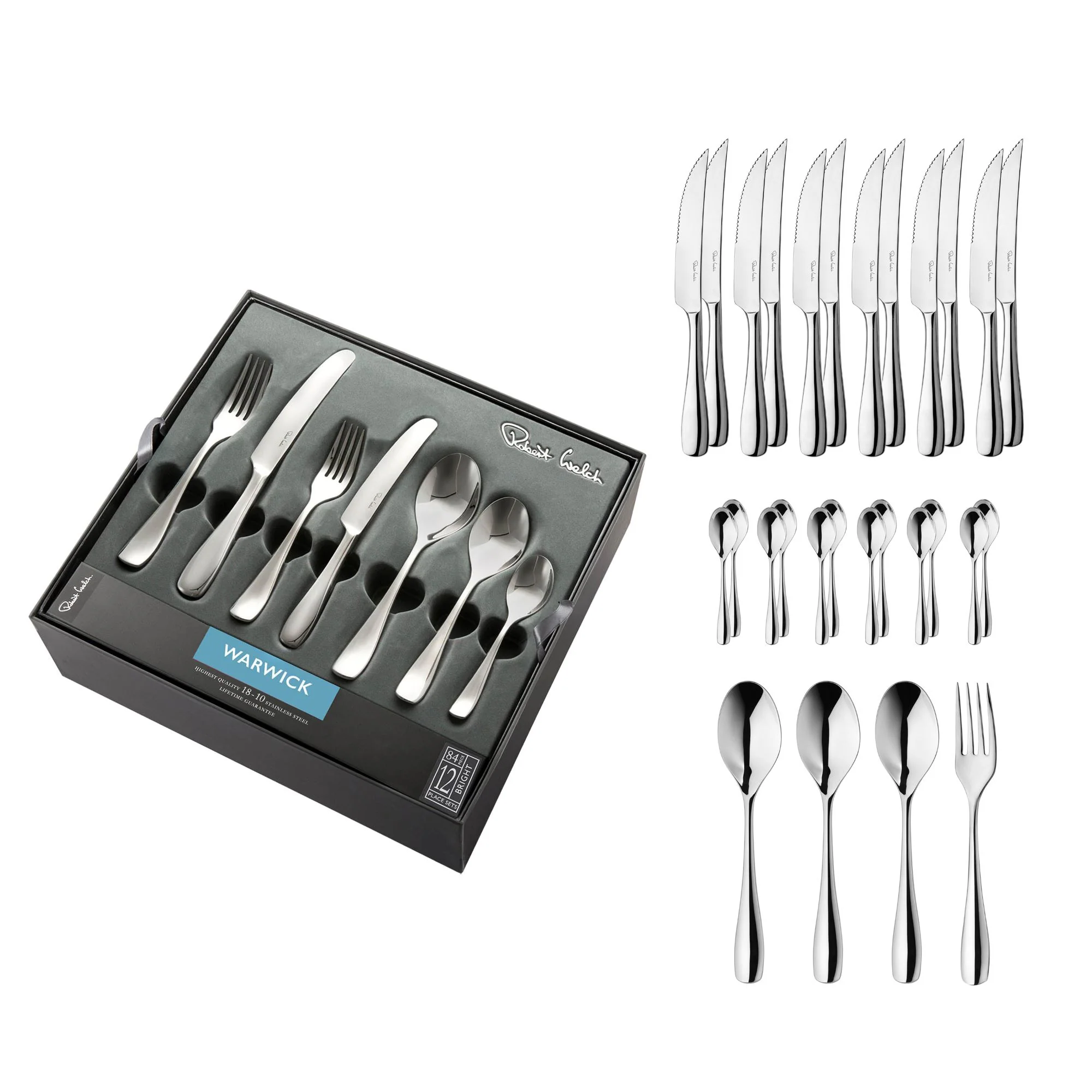 Warwick Bright Cutlery Set, 112 Piece for 12 People - Includes 28 Additional Pieces - Image 3