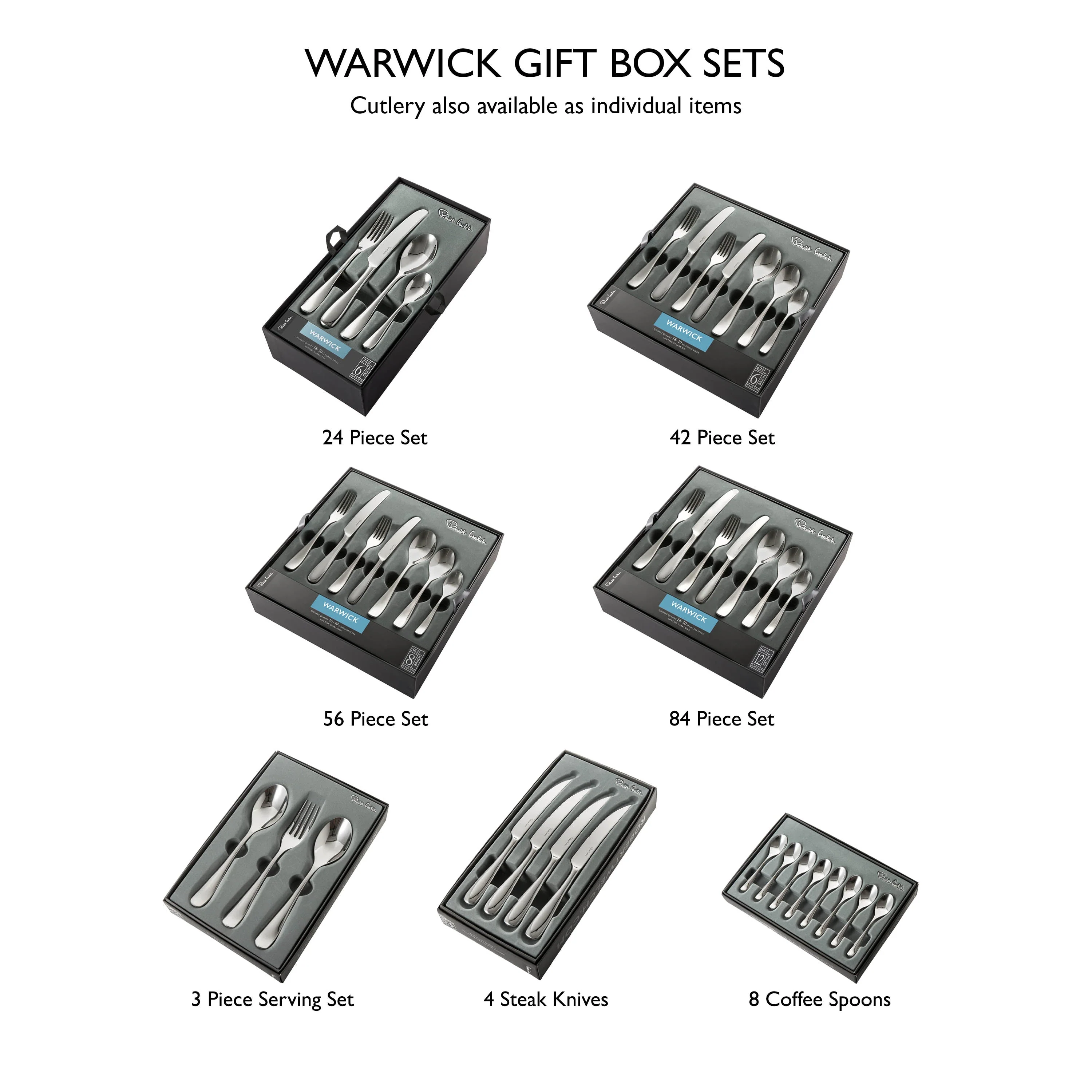 Warwick Bright Cutlery Set, 112 Piece for 12 People - Includes 28 Additional Pieces - Image 6