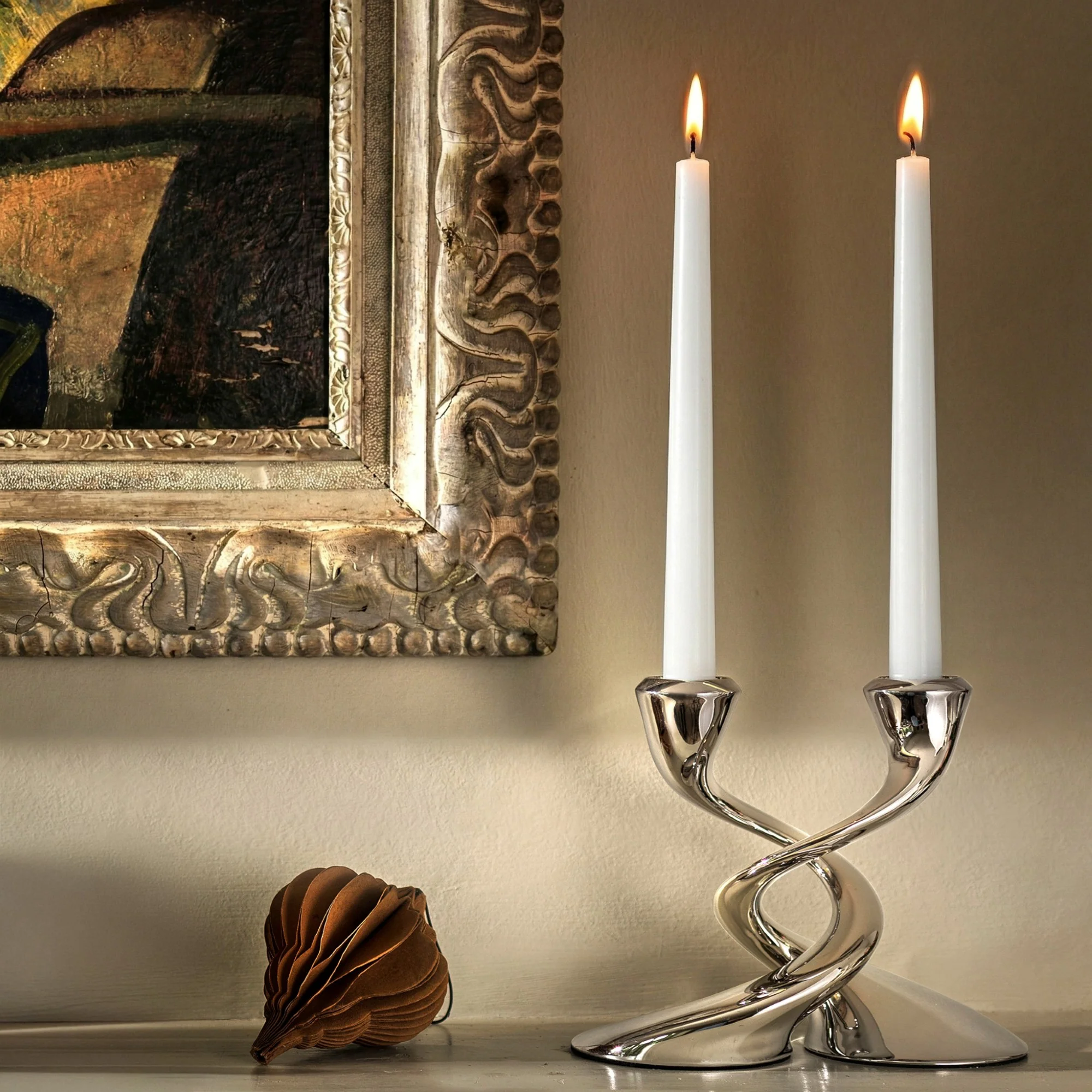 White Venetian Candle 25cm - Image 2